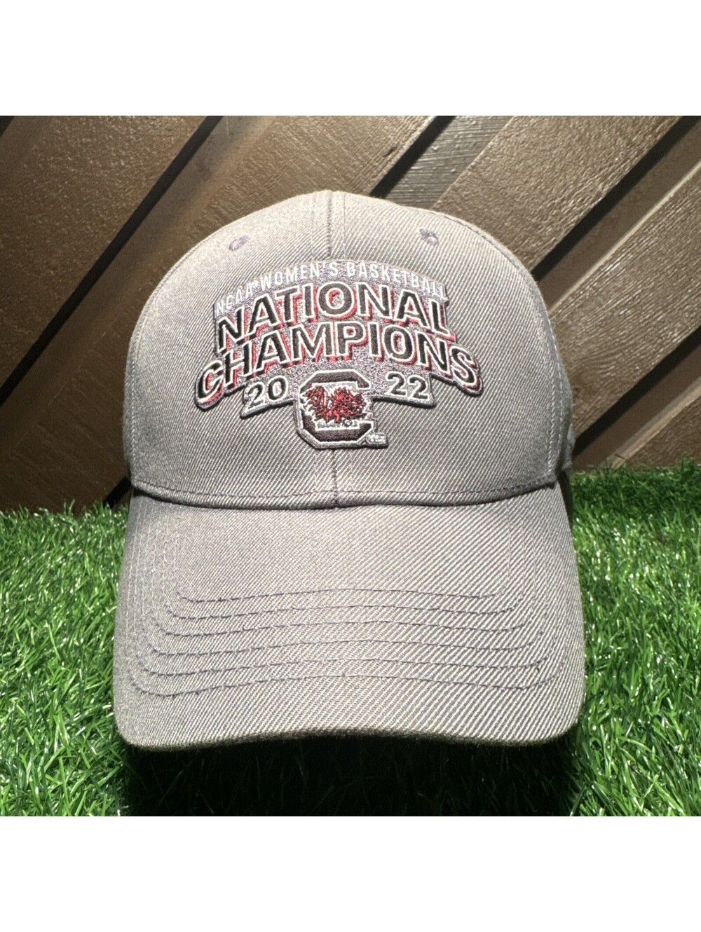 South Carolina Gamecocks 2022 National Champions Hat Under Armour Gray Strapback